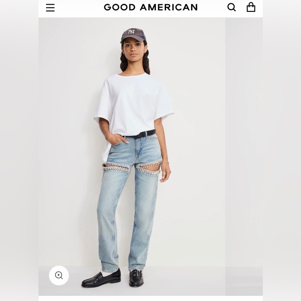 Good American Light Blue Chain Jeans